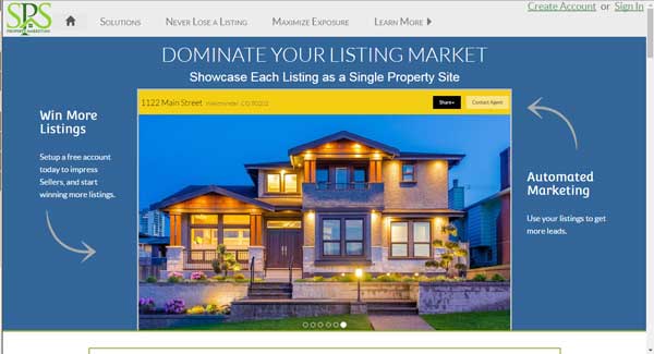 Screen shot of single property sites website